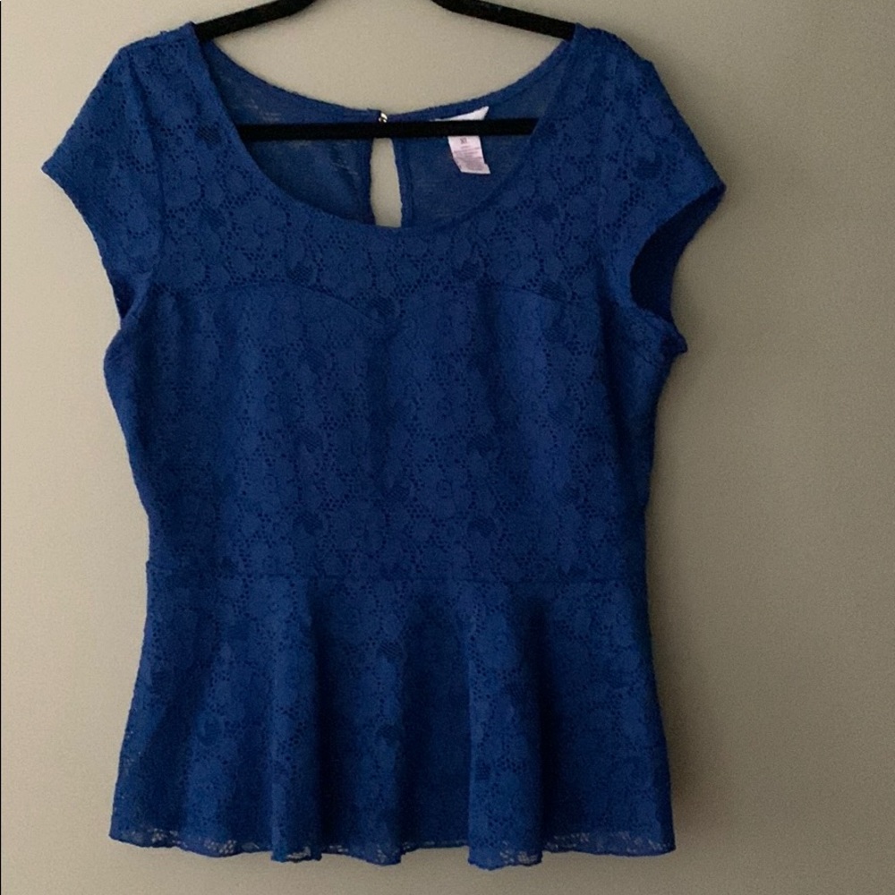 Royal Blue Lace Peplum Top